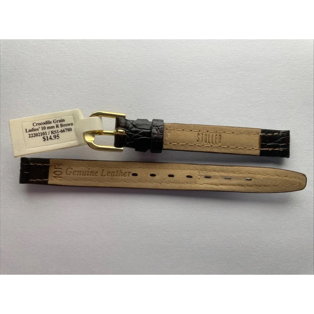 Stuller 10mm‎ Brown Crocodile Grain Watch Band